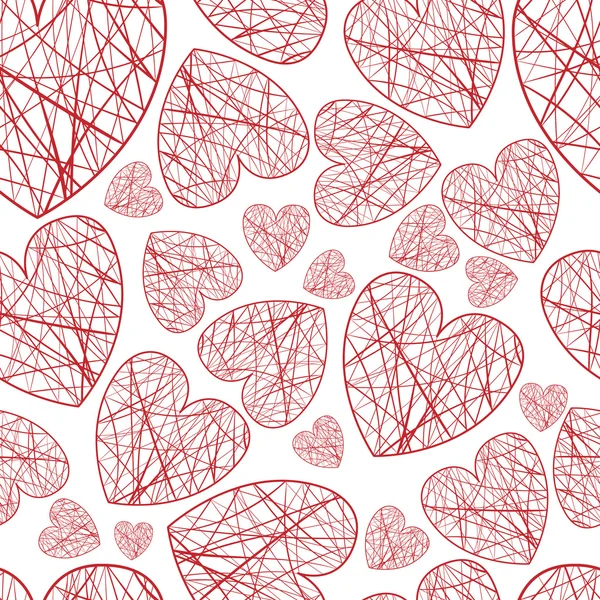 Seamless background hearts of different sizes of thread — Stock Vector