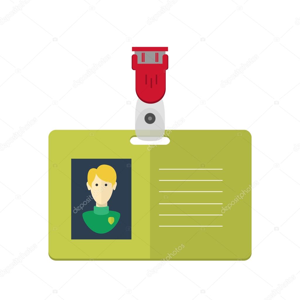 dentity card of the person, badge, identification card. flat design.