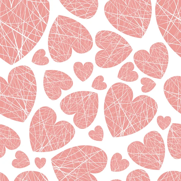 Seamless background hearts of different sizes of thread — Stock Vector