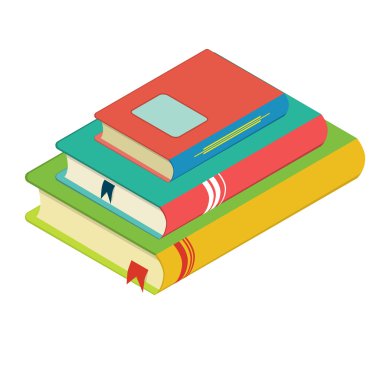 yer imleri, üç kitap, düz tasarım kitap yığını