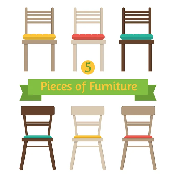 Conjunto de diferentes almofadas cadeiras —  Vetores de Stock