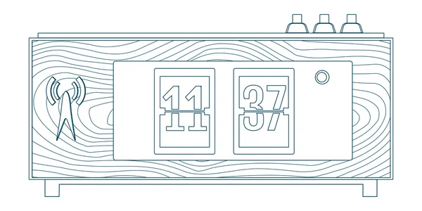 Illustration of wooden flip clocks, line icon — Stock Vector