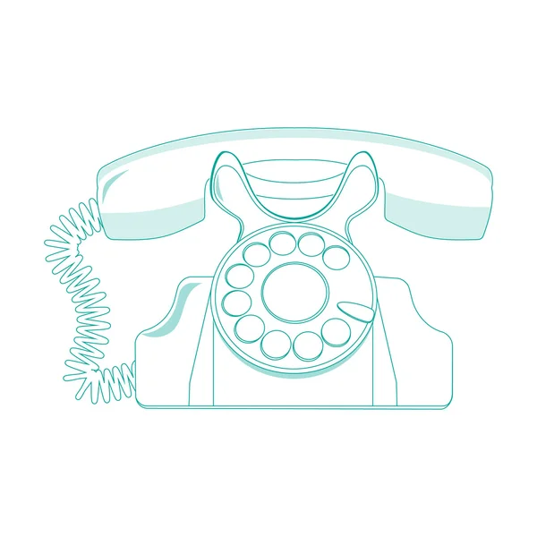 Objektum retro telefon, régi rotációs telefon — Stock Vector