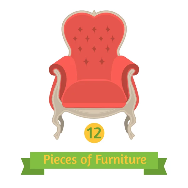 Muebles, silla antigua barroco, diseño plano — Vector de stock