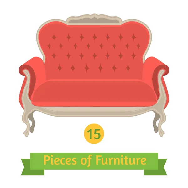 Mobili, divano antico barocco, design piatto — Vettoriale Stock
