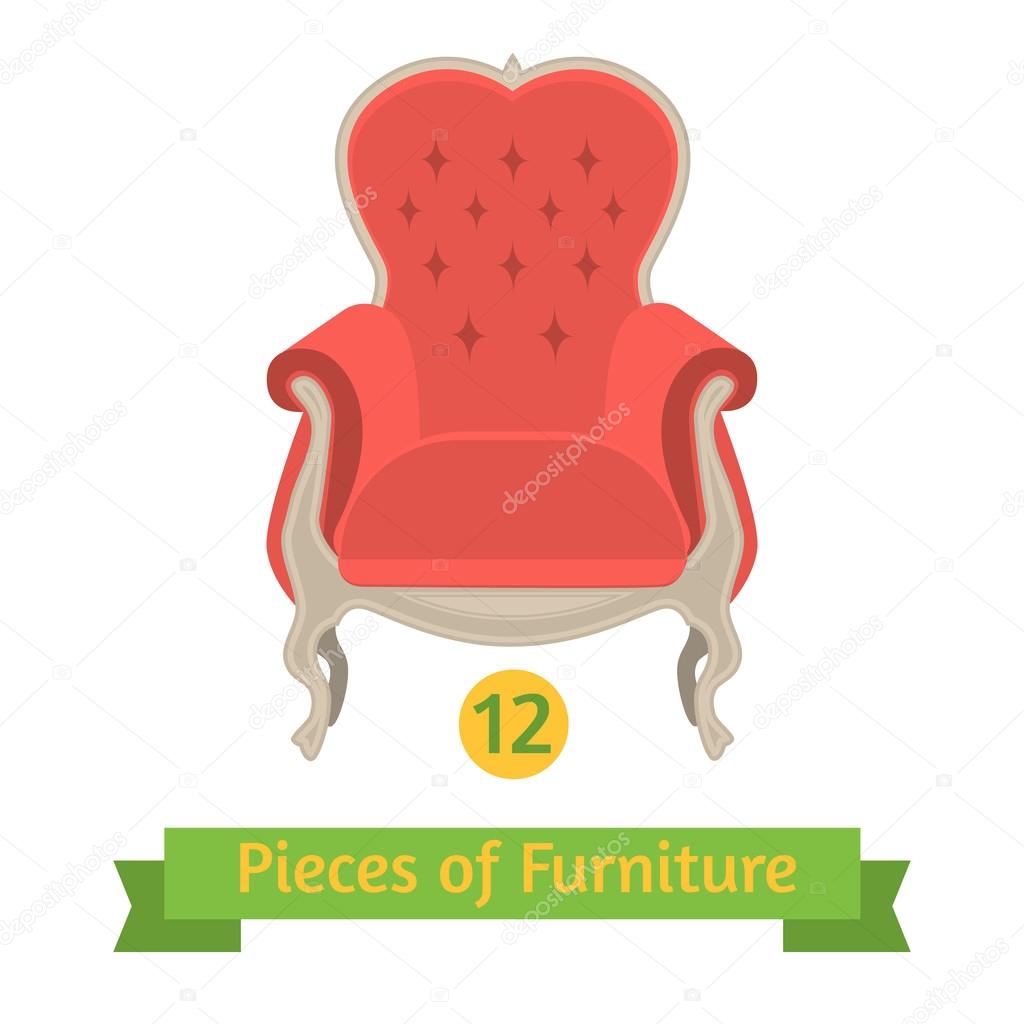 furniture, antique chair baroque, flat design