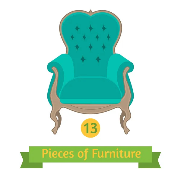 Furniture, antique chair baroque, flat design — Stock Vector