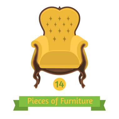 furniture, antique chair baroque, flat design clipart