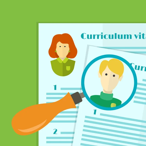 Afbeelding van het menselijk potentieel, de keuze van de kandidaat voor de baan, curriculum vitae stapel — Stockvector