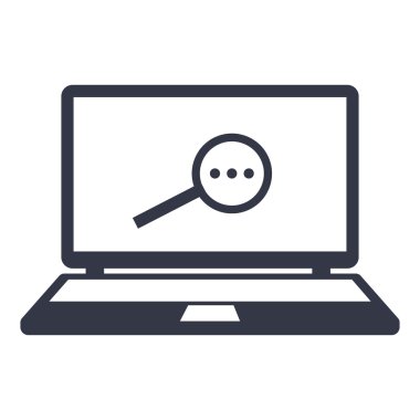 internette bilgi arayan kutsal kişilerin resmi. Büyüteç laptop monitör