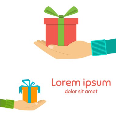 simgeler hediye elinde avucunda bir hediye kutusu