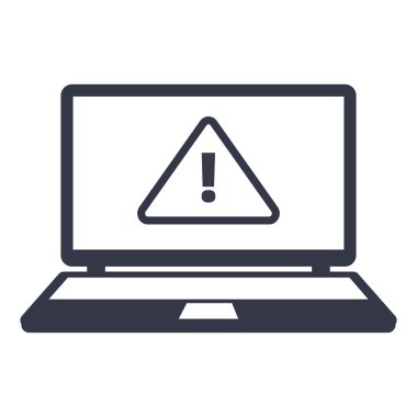 dizüstü bilgisayarınızın ekranında bir üçgen içinde ünlem işareti simgesi. Simge dikkat