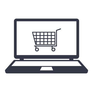 alışveriş sepeti simgesine bir laptop monitör