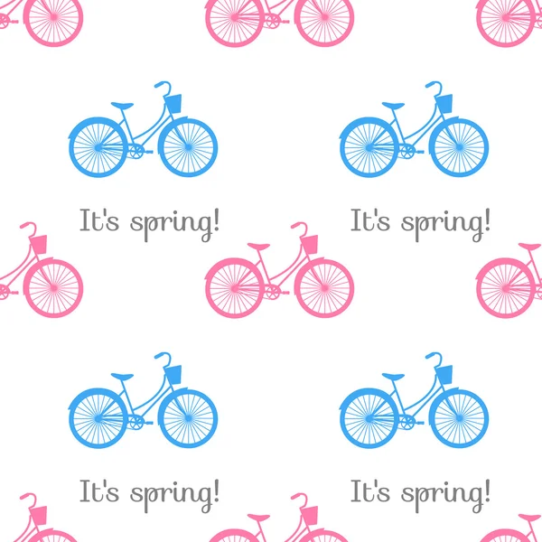 Seamless spring pattern bikes — Stock Vector