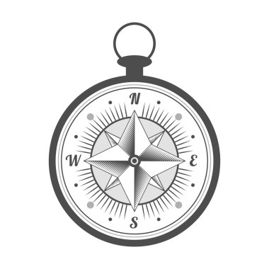 vektör deniz etiket. Vintage Pusula, simge ve tasarım öğesi.