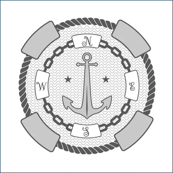 Vector vintage nautical label, icon and design element — Stock Vector