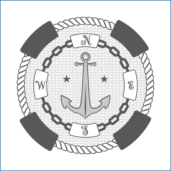 Векторная винтажная морская этикетка, иконка и элемент дизайна — стоковый вектор