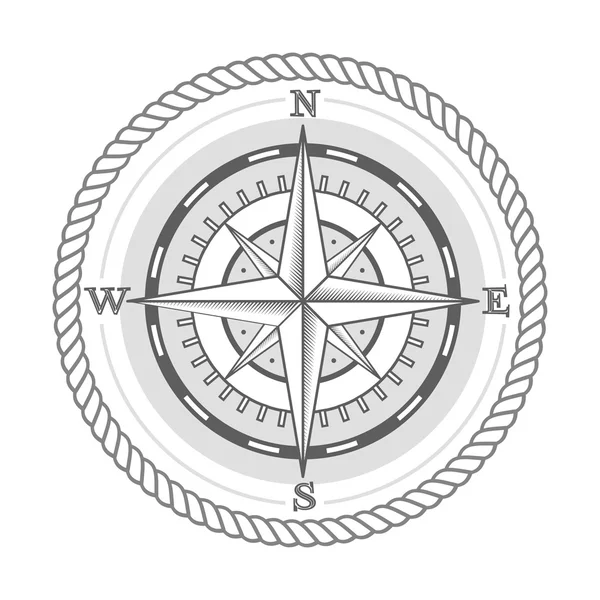 Vector nautical label. vintage compass, icon and design element. — Stock Vector