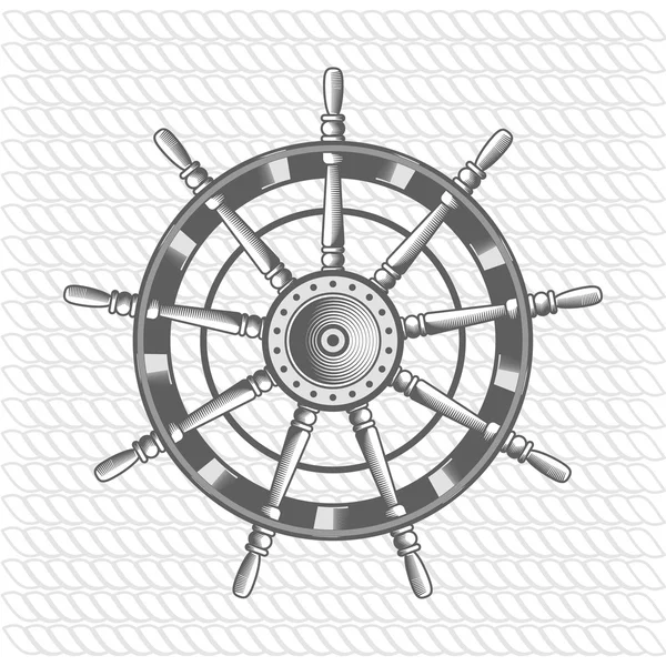 Vector nautical label. vintage rudder, icon and design element. — Stock Vector