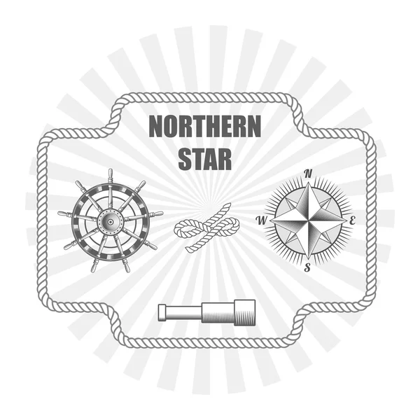 Vector vintage nautical label icon and design element — Stock Vector