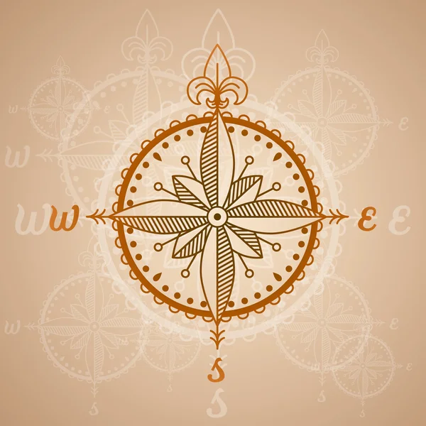 Vintage compass roses, icon and design element. vector nautical label. — Stock Vector