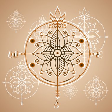 Vintage pusula güller, simge ve tasarım öğesi. vektör deniz etiket.