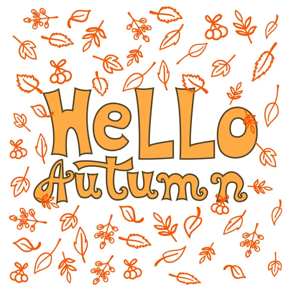 Hallo Herbst typographisch. Hallo Herbst Schriftzug Karte. Vektor Herbst Handschrift. — Stockvektor