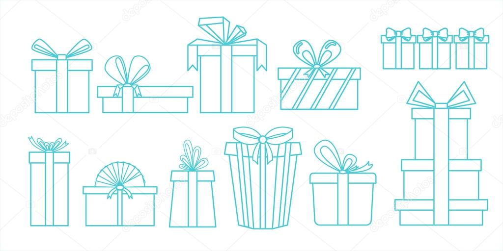set of different gift boxes. Linear design