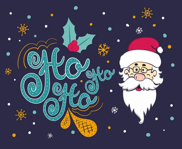 Cartão de Natal vetorial com Papai Noel. Pai Natal diz Ho ho ho ho . —  Vetores de Stock
