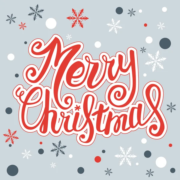 Vector god jul kort med jul bokstäver, handgjorda kalligrafi — Stock vektor