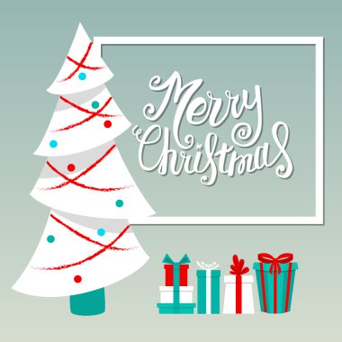 Vektör neşeli Noel kartı ile yazı, Noel el yapımı hat