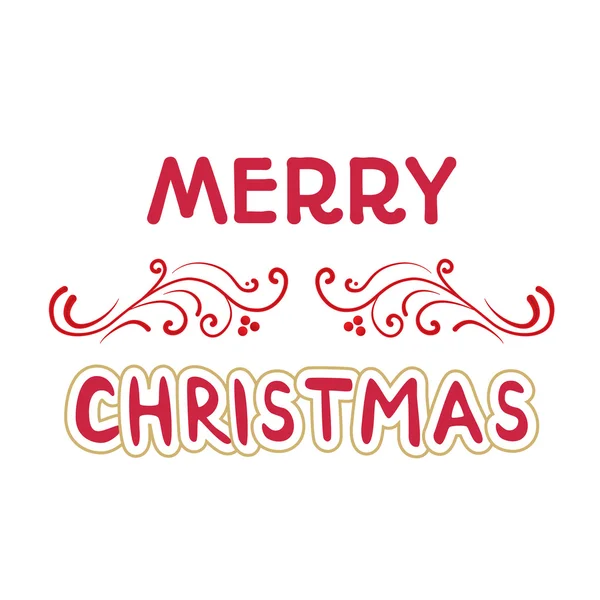 Vetor Feliz cartão de Natal com letras de Natal, caligrafia artesanal — Vetor de Stock