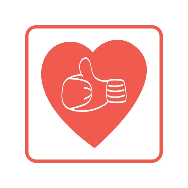 Thumb up icon, vector logo illustration. Hand in mitten in a heart. — Stock Vector