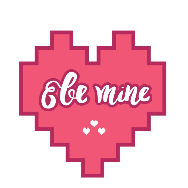 Be mine. Hand calligraphy.Romantic phrase in the heart. Greeting card for Valentine's Day — Stok Vektör