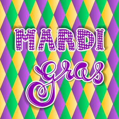 Mardi gras. Vektör yazı ver. tebrik kartı Mardi gras.