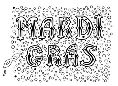 Mardi gras. Vektör yazı ver. tebrik kartı Mardi gras.