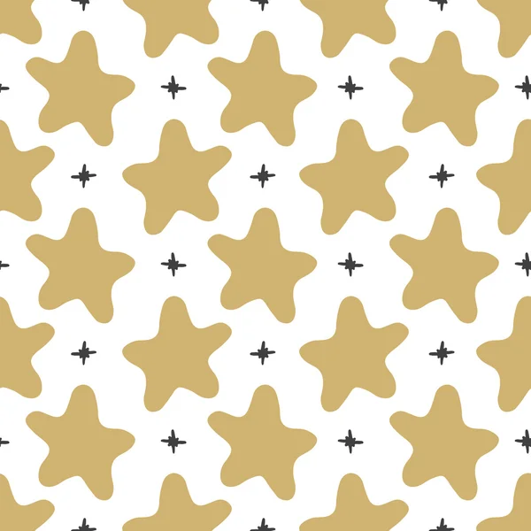 Estrelas padrão sem costura vetorial em estilo doodle. Desenho manual . — Vetor de Stock