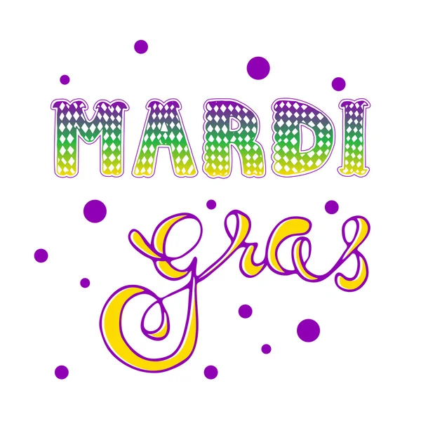 Mardi gras. Letras de manos vectoriales. tarjeta de felicitación Mardi gras . — Vector de stock