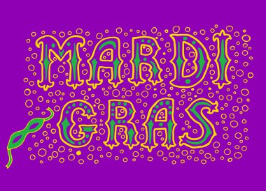 Mardi gras. Vektör yazı ver. tebrik kartı Mardi gras.