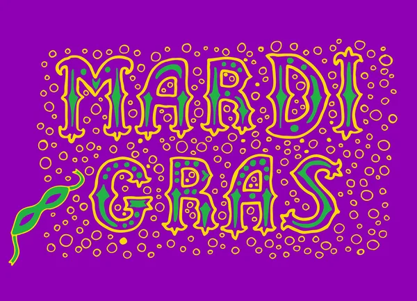 Mardi gras. Vector hand lettering. greeting card Mardi gras. — Stock Vector