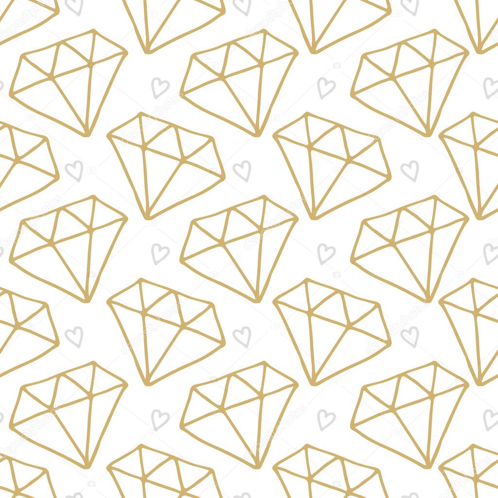 Vector seamless pattern. diamond in doodle style. Hand drawing.