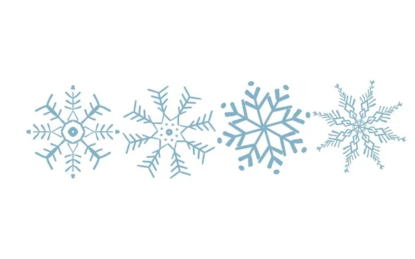 Illustratie Van Blauwe Sneeuwvlokken Met Hand Getekend Welkom Winter Kerstseizoen — Stockfoto