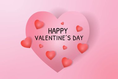 Sevgililer Günü konsepti arka plan vektör illüstrasyonu. Tatlı kırmızı ve pembe kalp şeklinde kağıt. Sevgililer Günü 'nde kesilmiş. Hoş bir aşk satışı afişi veya duvar kağıdı.