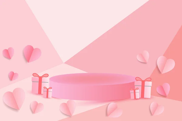 Concepto San Valentín Fondo Ilustración Vectorial Dulce Rojo Rosa Corazones — Archivo Imágenes Vectoriales