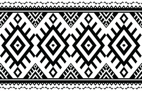 Чорно Білий Абстрактний Етнічний Геометричний Візерунок Фону Або Шпалер Тканинний — стоковий вектор