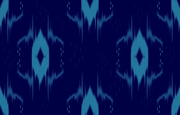 Ikat Azul Oscuro Patrón Sin Costuras Geométrica Étnica Oriental Tradicional — Vector de stock