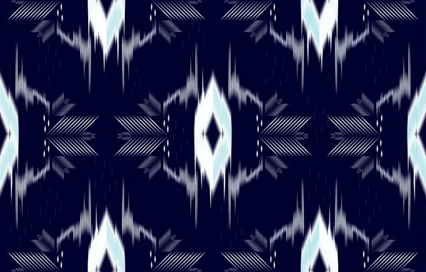 Azul Oscuro Blanco Ikat Patrón Sin Costuras Geométrica Étnica Oriental — Archivo Imágenes Vectoriales