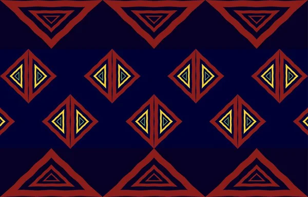 Red Dark Blue Abstract African Ethnic Geometric Pattern Design Background — Stock Vector