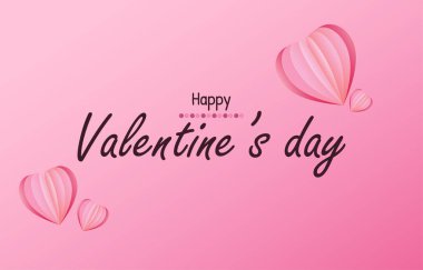 Sevgililer Günü konsepti geçmişi. Vektör çizimi. Tatlı kırmızı ve pembe kağıt beyaz kalp çerçeveli kalpleri kesiyor. Sevimli aşk satışı afişi ya da tebrik kartı