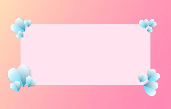 長方形の枠にハートの形をした紙切りの要素は 自由なスペースとピンクの甘い背景を持っています ハッピーバレンタインデーのための愛のベクトルシンボル 誕生日グリーティングカードデザイン — ストックベクタ